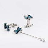 Combo "BAGUETTE" gemelli+spilla con pietra Swarovski®