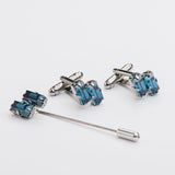 Combo "BAGUETTE" gemelli+spilla con pietra Swarovski®