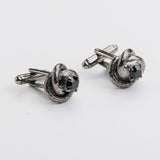 Gemelli "NODO" nero con pietra Swarovski®