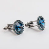 Combo "ROUND CROWN" gemelli+spilla con pietra Swarovski®