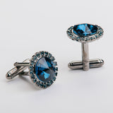Combo "ROUND CROWN" gemelli+spilla con pietra Swarovski®