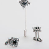 Combo "SQUARE" gemelli+spilla con pietra Swarovski®
