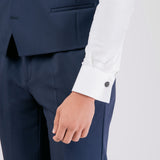 Abito da sposo "Zar" collo coreano con dettagli Swarovski sul collo Blu