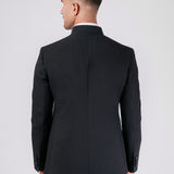 "Luxor" mandarin collar groom suit with satin details on the neck