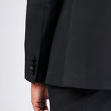 "Luxor" mandarin collar groom suit with satin details on the neck