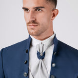 Abito da sposo "Shard" collo coreano blu con Bottoni gioiello sul collo