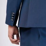 Abito da sposo "Shard" collo coreano blu con Bottoni gioiello sul collo