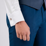 Abito "Luminous Blue" con collo a scialle in Raso