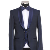 Abito smoking con collo a scialle blu Navy