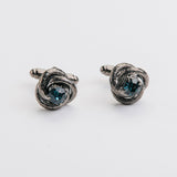 Gemelli "NODO" blu con pietra Swarovski®