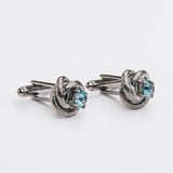 Gemelli "NODO" blu con pietra Swarovski®