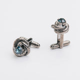 Gemelli "NODO" blu con pietra Swarovski®