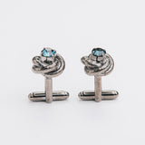 Gemelli "NODO" blu con pietra Swarovski®