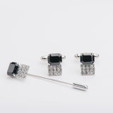 Combo "DOUBLE" gemelli+spilla con pietra Swarovski®