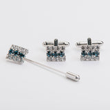 Combo "STRIPES" gemelli+spilla con pietra Swarovski®