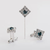 Combo "SQUARE" gemelli+spilla con pietra Swarovski®