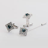 Combo "SQUARE" gemelli+spilla con pietra Swarovski®