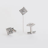 Combo "SQUARE" gemelli+spilla con pietra Swarovski®