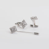 Combo "SQUARE" gemelli+spilla con pietra Swarovski®
