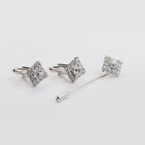 Combo "SQUARE" gemelli+spilla con pietra Swarovski®