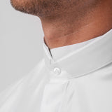 Camicia Sartoriale "ROMA" con collo alla Coreana e tessuto ad armatura obliqua