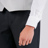 Black Korean Collar Groom Suit with Jewel Buttons on the Neck