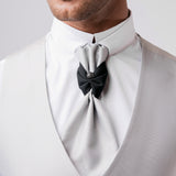 Black Korean Collar Groom Suit with Jewel Buttons on the Neck