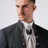 Black Korean Collar Groom Suit with Jewel Buttons on the Neck
