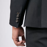 Black Korean Collar Groom Suit with Jewel Buttons on the Neck