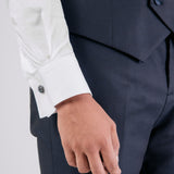 Blue Satin Peak Collar Tuxedo Suit