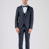 Blue Satin Peak Collar Tuxedo Suit