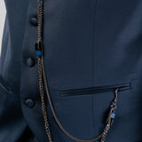 Blue Satin Shawl Collar Tuxedo Suit