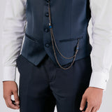 Blue Satin Shawl Collar Tuxedo Suit