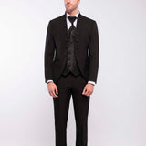 Abito con collo coreano "Black Enigma"