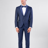 Navy Blue Shawl Collar Tuxedo Suit