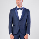 Navy Blue Shawl Collar Tuxedo Suit
