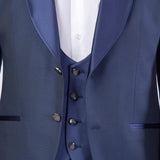Navy Blue Shawl Collar Tuxedo Suit