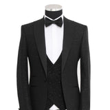 Abito da cerimonia total black glitterato slim fit